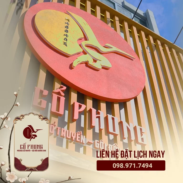Biển hiệu Massage Cổ Phong - massage cổ truyền và gội đầu dưỡng sinh trên mặt tiền chi nhánh