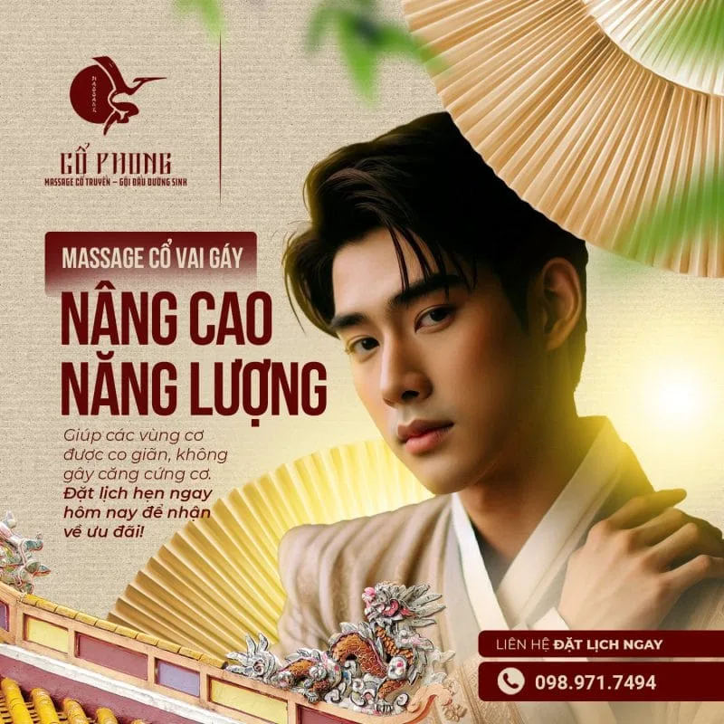 Massage cổ vai gáy nâng cao năng lượng, giúp vùng cơ co giãn không căng cứng tại Massage Cổ Phong