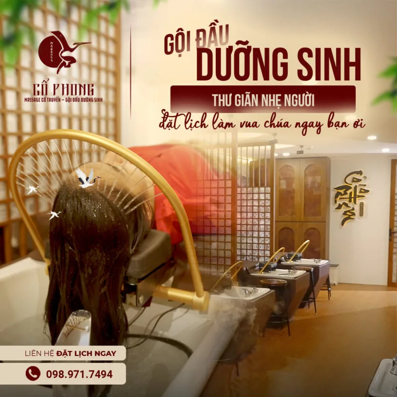 Gội đầu dưỡng sinh thư giãn nhẹ người tại Massage Cổ Phong
