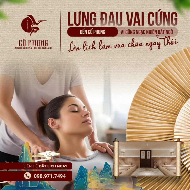 Lưng đau vai cứng đến Cổ Phong - massage cổ vai gáy giúp giảm đau hiệu quả