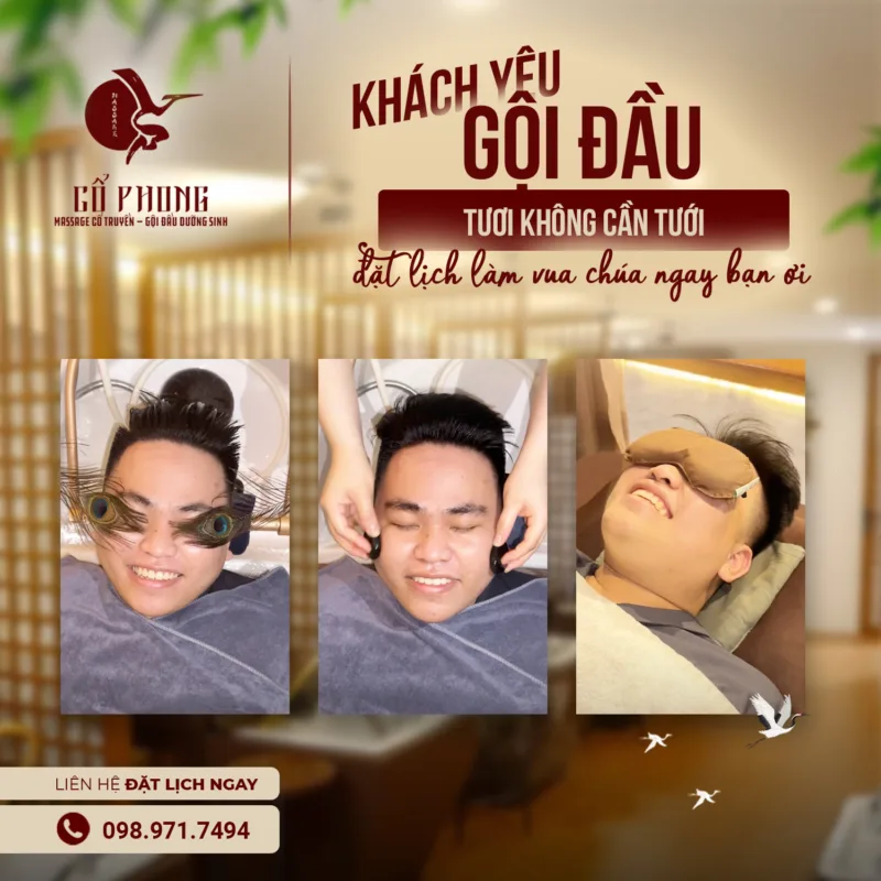 Khách yêu gội đầu dưỡng sinh thư giãn tại Massage Cổ Phong