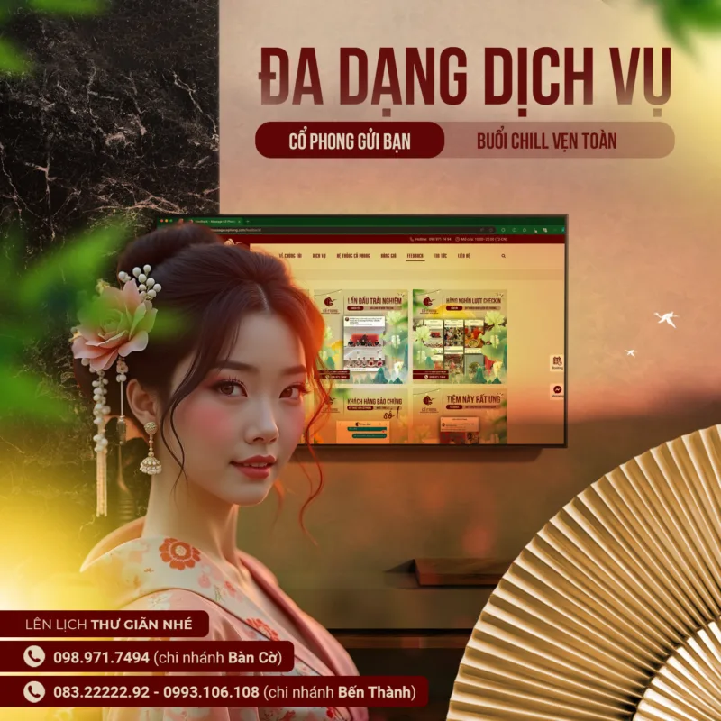 Đa dạng dịch vụ tại Cổ Phong cho buổi chill vẹn toàn - đặt lịch trực tuyến trên website