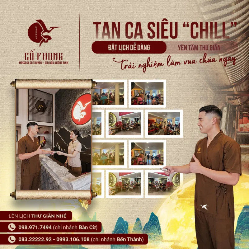 Tan ca siêu chill tại Massage Cổ Phong - đặt lịch dễ dàng, nhân viên đón tiếp tận tình