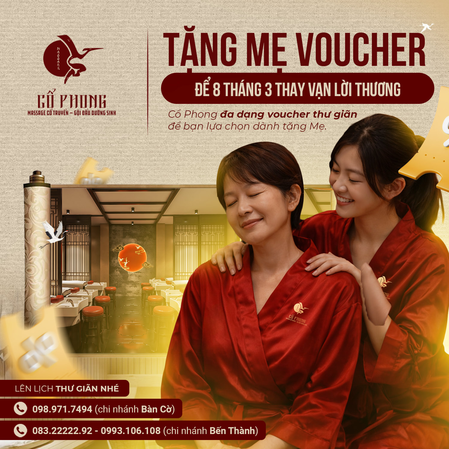 Ưu đãi 8-3 tại Massage Cổ Phong – Món quà chăm sóc sức khỏe ý nghĩa cho người bạn yêu thương ưu đãi 8-3 tại Massage Cổ Phong