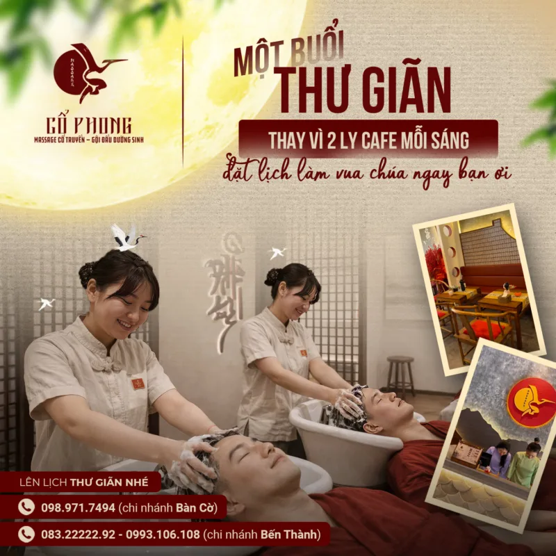 Một buổi thư giãn thay vì 2 ly cà phê mỗi sáng - gội đầu dưỡng sinh tại Massage Cổ Phong